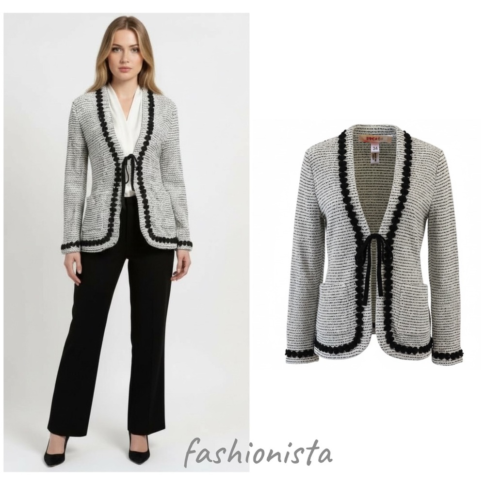 ESCADA RIBBON TIE WOOL BLAZER JACKET 34 US/4